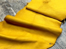 Flanc de vache – Cuir jaune moutarde – Tannage minéral – Souple & élastique - 2ᵉ choix - Cuir en Stock