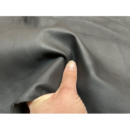 Flanc de vache – Cuir NOIR MAT – Tannage minéral – Souple & élastique - 2ᵉ choix - Cuir en Stock