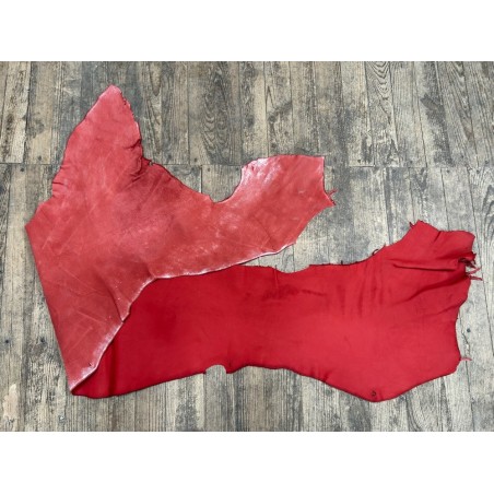 Flanc de vache – Cuir ROUGE MAT – Tannage minéral – Souple & élastique - 2ᵉ choix - Cuir en Stock