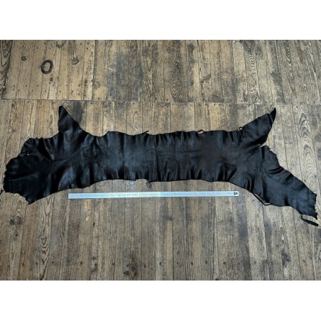 Flanc de vache – Cuir bovin finition lustrée satinée – Souple & élégant (2ᵉ choix léger) NOIR - Cuir en Stock