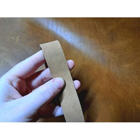 Bande de cuir velours - BRUN LIEGE- Cuir en Stock