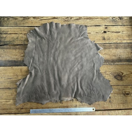 Peau de mouton lainé DOUBLE FACE TAUPE - Cuir en Stock