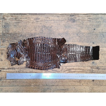 Peau de cuir de crocodile véritable - Brun rouge - Cuir en Stock