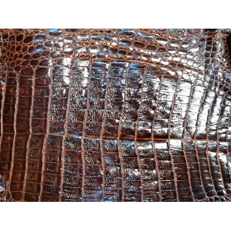 Peau de cuir de crocodile véritable - Brun rouge - Cuir en Stock