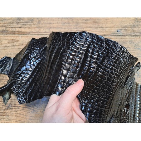 Peau de cuir de crocodile véritable - Noir