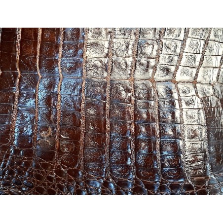 Peau de cuir de crocodile véritable - Chocolat - Cuir en Stock