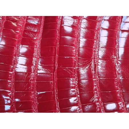 Cuir de crocodile véritable - rouge - maroquinerie bijoux - Cuir en Stock