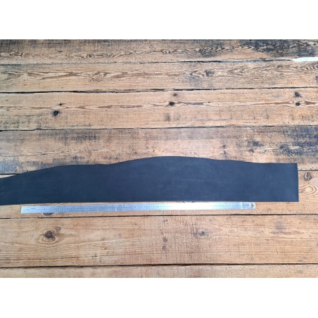 Bande de collet tannage végétal lisse - Noir mat - Cuir en Stock