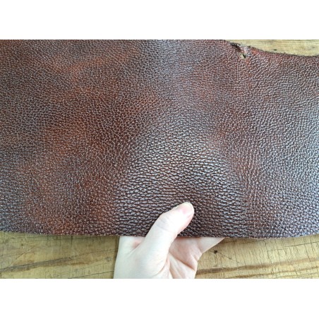 Bande de collet tannage végétal grainée - Châtaigne - Cuir en Stock