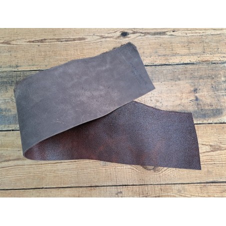 Bande de collet tannage végétal grainée - Châtaigne - Cuir en Stock