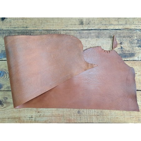 Morceau de collet tannage végétal - Noisette - Cuir en Stock