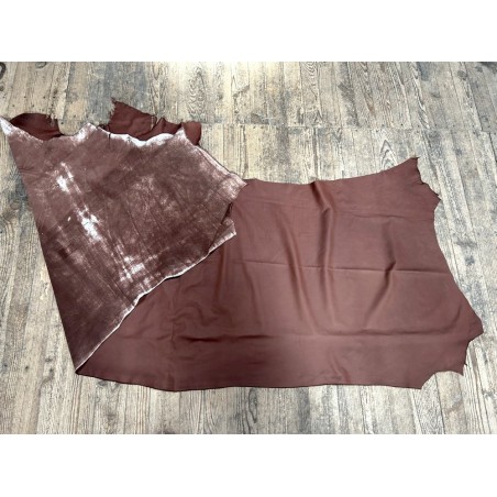 Bande de cuir de vache ACAJOU – 200 × 70 cm – Cuir fin 0,8/0,9 mm - Cuir en Stock