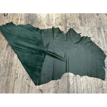 Bande de cuir de vache vert forêt – 200 × 70 cm – Cuir fin 0,8/0,9 mm - Cuir en Stock