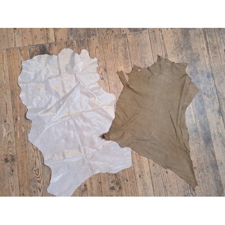 Lot de 2 peaux - Cuir d'agneau et de chèvre - A - Cuir en Stock