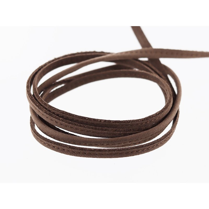 fine lanière lacet sangle en cuir brun taupe surpiqué cuir en stock fine lanière lacet sangle en cuir brun taupe surpiqué cuir en stock