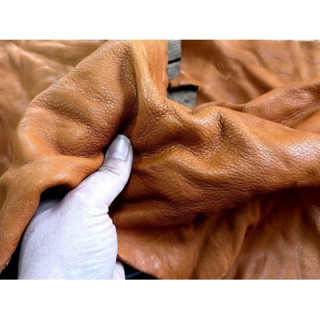 Chutes de cuir de vache brun orangé - maroquinerie - Cuir en Stock