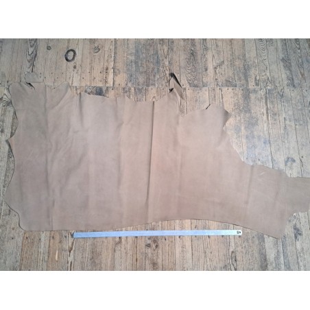 Bande de cuir de vachette grainée nubuck - Lin - Cuir en Stock