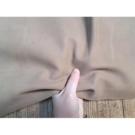 Bande de cuir de vachette grainée nubuck - Lin - Cuir en Stock