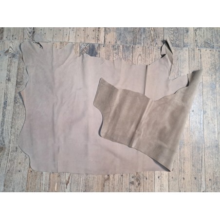 Bande de cuir de vachette grainée nubuck - Lin - Cuir en Stock