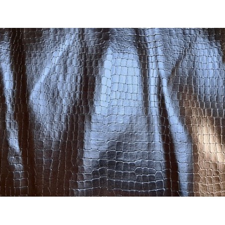 Demi-peau de cuir de veau vernis effet crocodile vernis - Noir