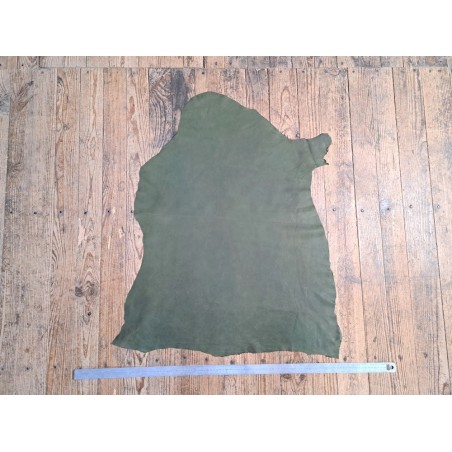 Chèvre nubuck ciré - Vert Fougère - Cuir en Stock