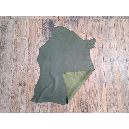 Chèvre nubuck ciré - Vert Fougère - Cuir en Stock