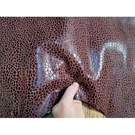 Peau de veau velours effet grain girafe - BORDEAUX - Cuir en Stock