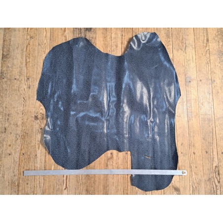 Peau de veau velours effet grain girafe - BLEU DENIM - Cuir en Stock