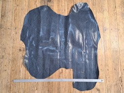 Peau de veau velours effet grain girafe - BLEU DENIM - Cuir en Stock