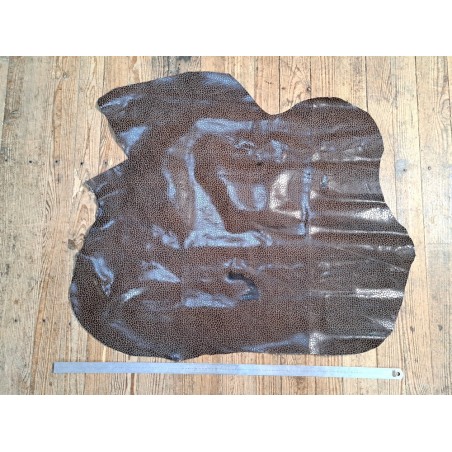 Peau de veau velours effet grain girafe - TAUPE - Cuir en Stock