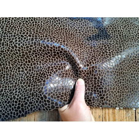 Peau de veau velours effet grain girafe - TAUPE - Cuir en Stock