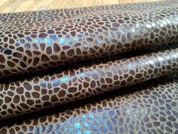 Peau de veau velours effet grain girafe - TAUPE - Cuir en Stock