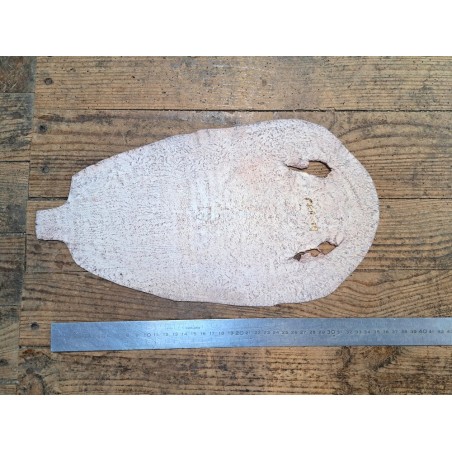 Peau de galuchat - perle centrale - cuir exotique - brun rosé - cuir en stock