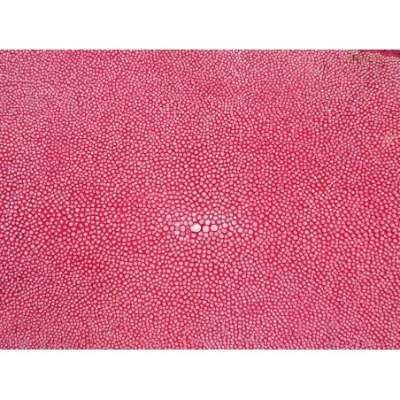 Peau de galuchat - perle centrale - cuir exotique - framboise - Cuir en Stock