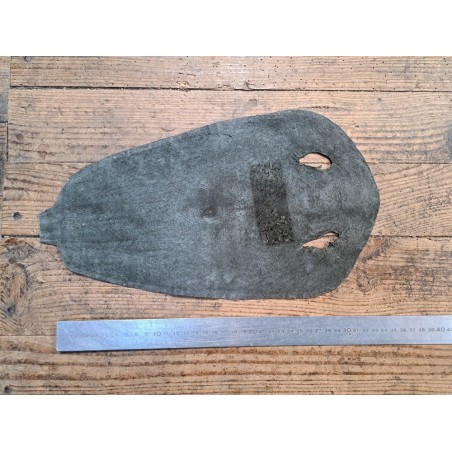 Peau de galuchat - perle centrale - cuir exotique - olive - Cuirenstock