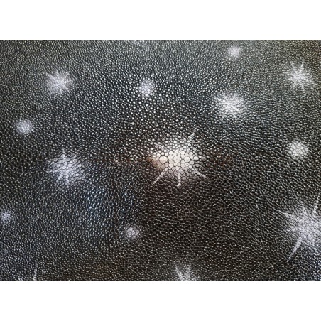 Peau unique de galuchat - N°8 - Etoiles Noir/argent - Cuir en Stock
