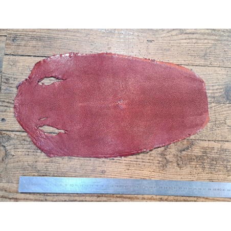 Peau de galuchat - perle centrale - cuir exotique - irisé pourpre  - Cuir en stock