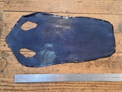 Peau de galuchat - perle centrale - cuir exotique - bleu  - Cuir en stock
