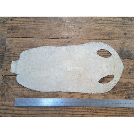 Peau de galuchat - perle centrale - cuir exotique - fleuri ocre  - Cuir en Stock