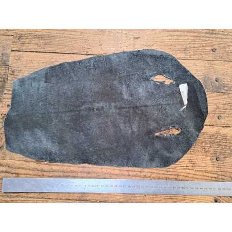 Peau de galuchat - perle centrale - cuir exotique - argent pailleté  - Cuir en Stock