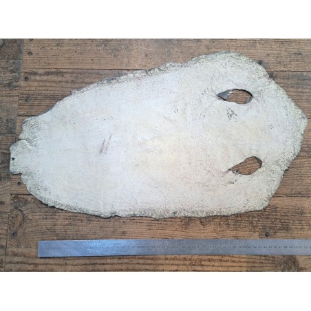 Peau de galuchat - perle centrale - cuir exotique - argent mat  - Cuirenstock