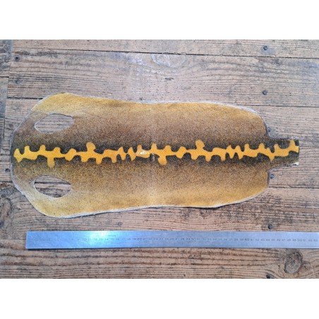 Peau de galuchat - perle centrale - cuir exotique - salamandre jaune  - Cuir en stock