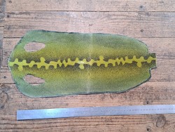 Peau de galuchat - perle centrale - cuir exotique - salamandre Vert  - Cuir en stock