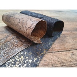 lot cabillaud - nuancé brun/noir métallisé or- Cuir en Stock