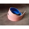 Paire de anses en cuir prêtes à poser - 50 cm - Bleu cyan/Saumon