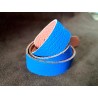 Paire de anses en cuir prêtes à poser - 50 cm - Bleu cyan/Saumon