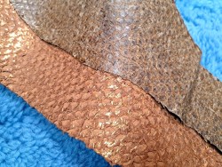 lot perche du nil - brun métallisé cuivre/brun kaki - cuir en stock