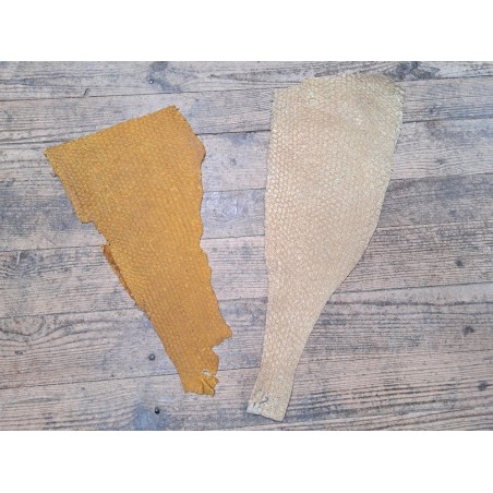 lot perche du nil - jaune moutarde/vert amande irisé or - cuir en stock