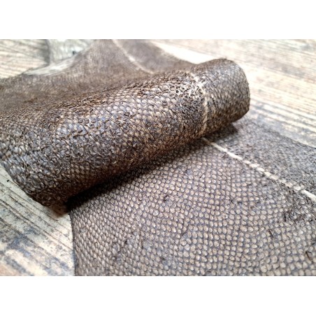 cuir cabillaud - poisson - maroquinerie - brun kaki mat - cuirenstock