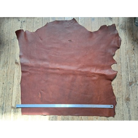 Recto verso peau cuir de vachette pull up brun rouge Cuir en stock